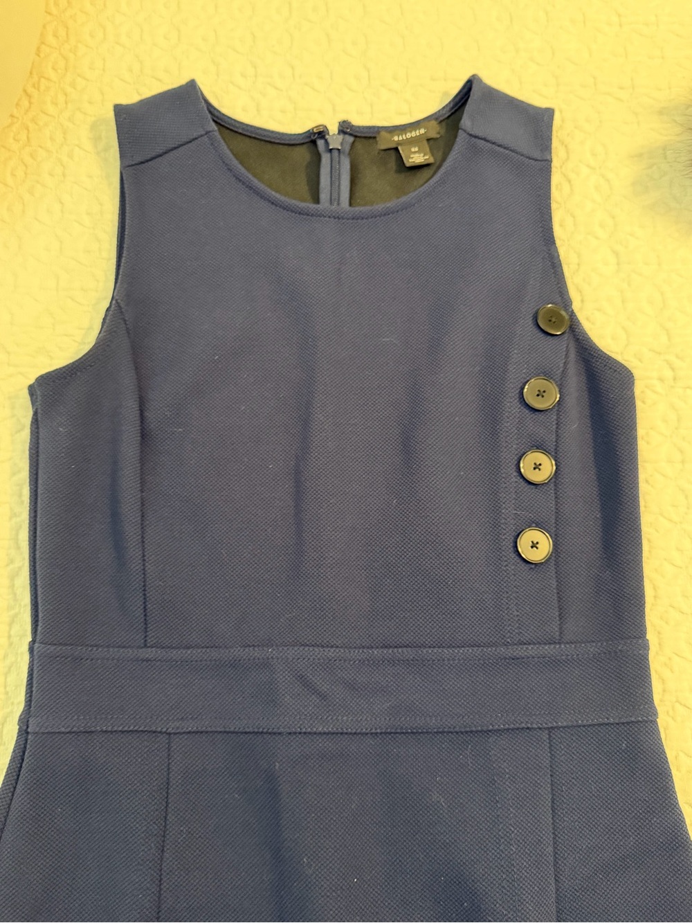 Halogen Navy Sleeveless Sheath Dress with Side Button Accents - Picture 2 of 7